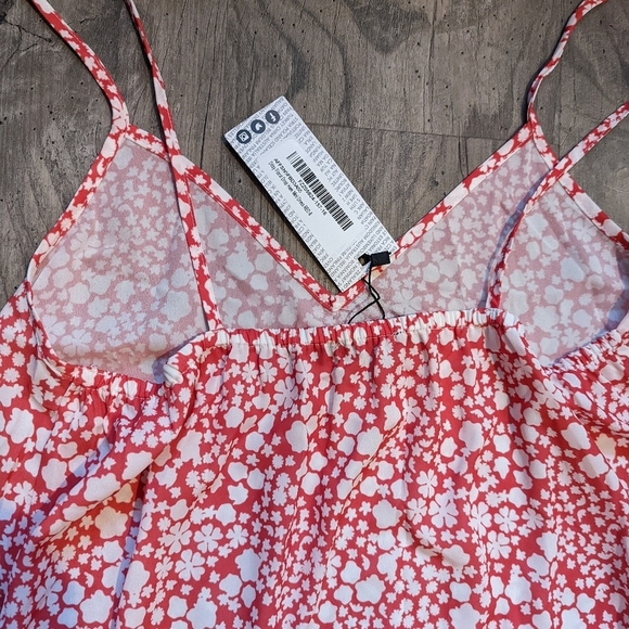 BOOHOO Womens dress size 4 *NEW Beach / picnic wear coral with floral - Picture 10 of 10